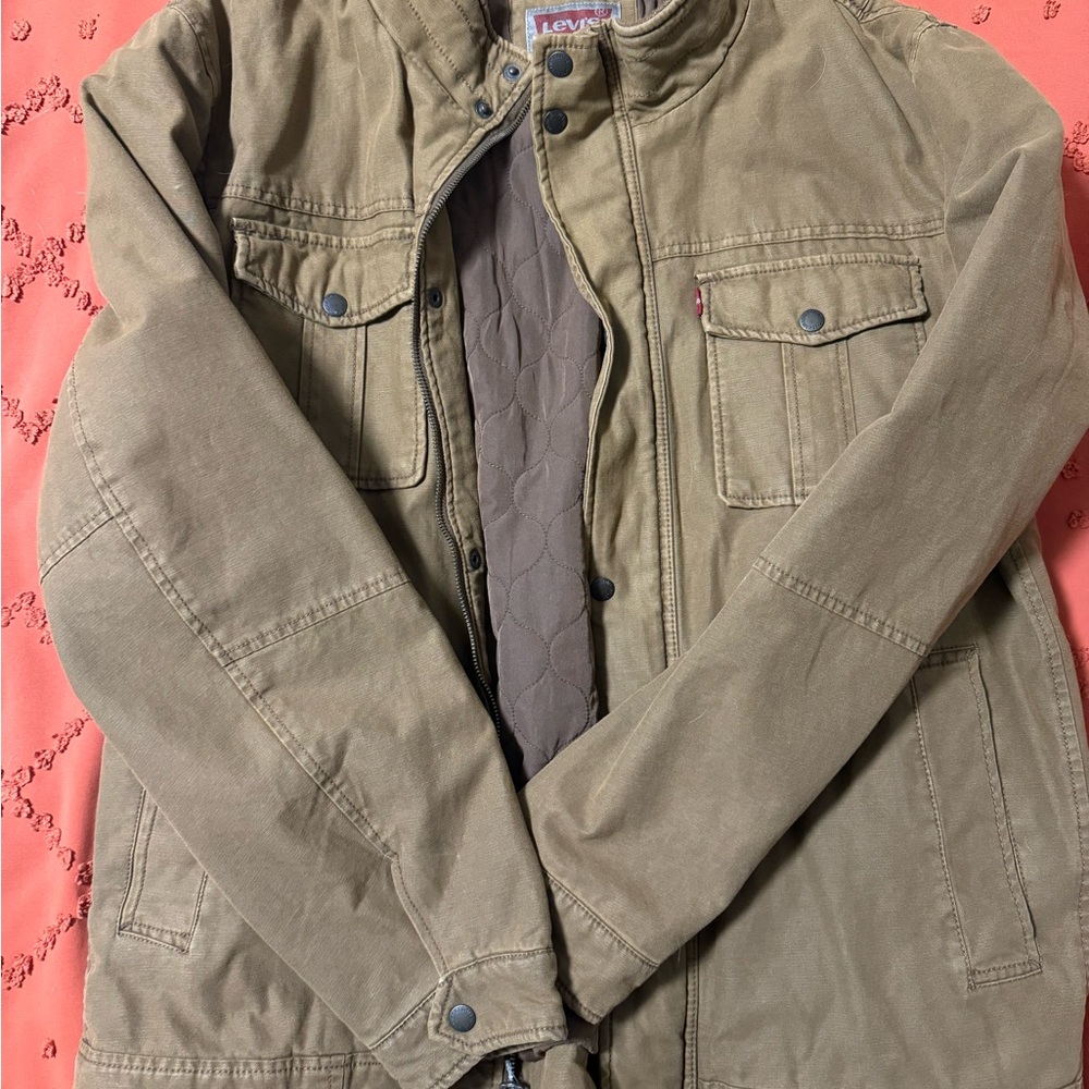 Levi's Brown Military Field Jacket with Stand-Up Collar